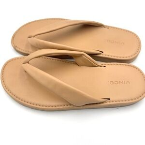 Vince Sz 8 Olexa-B Tan Leather Flip Flops